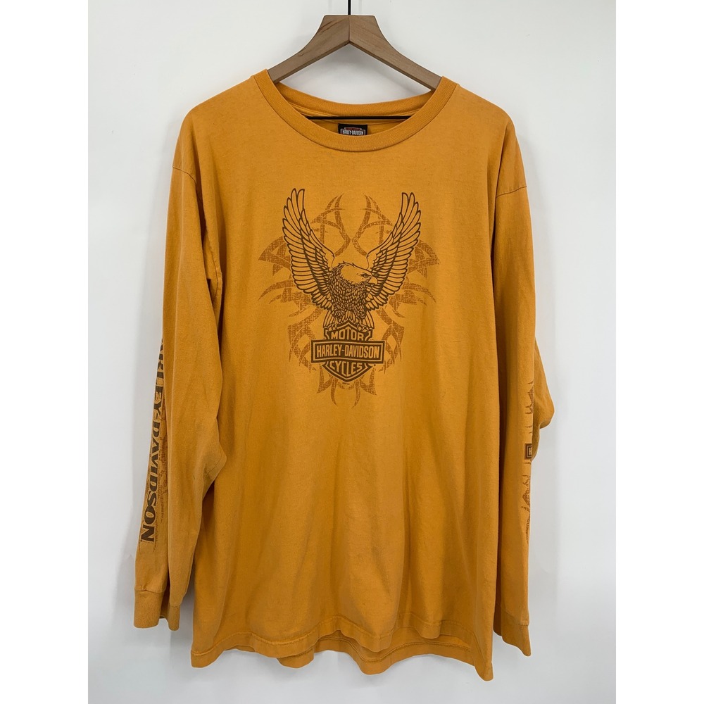 Vintage Harley Davidson Shirt XL Orange Long Sleeve Pikeville Kentucky Made USA - Picture 3 of 11